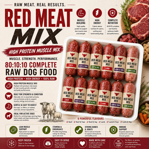 Red meat mix frozen - raw, dog